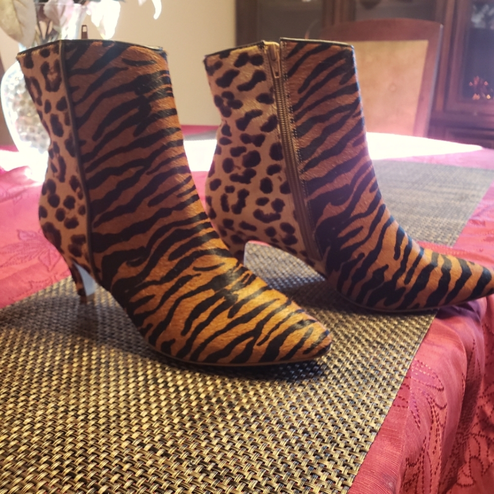 Cow Hair booties brand new never worn in original packaging 7.5